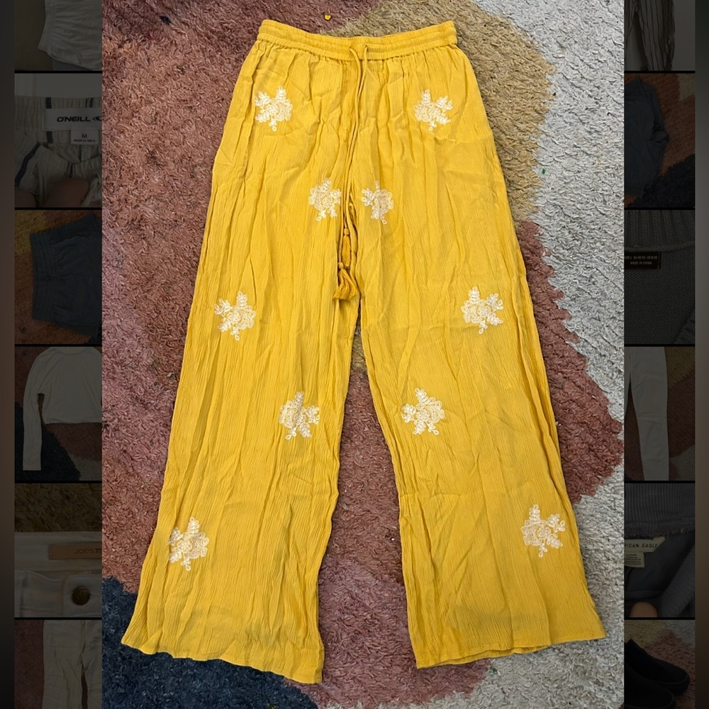Yellow flow drawstring pants - size M/L